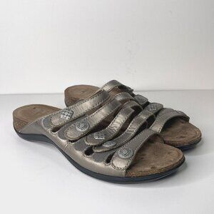 Dansko Janie Leather Slide Metallic Hook/Loop Sandals Women's Size 8.5/EU 39